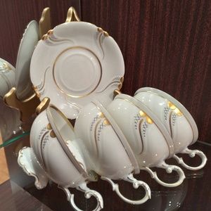 German Porcelain Cups and Saucers Set for 4